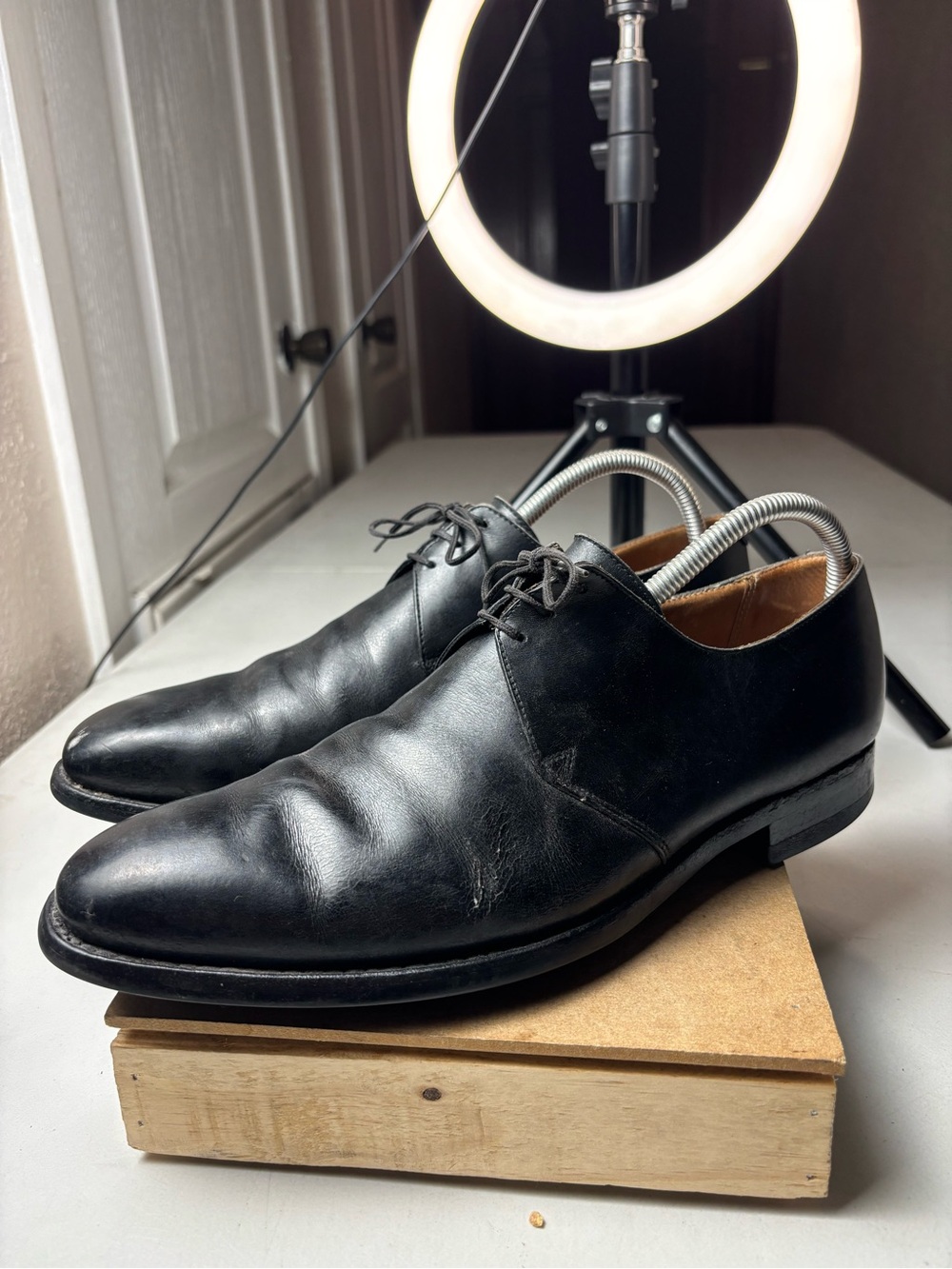 Crockett & Jones Derby Hoxton Black Calf Plain Toe Size UK 7.5 E | US 8.5